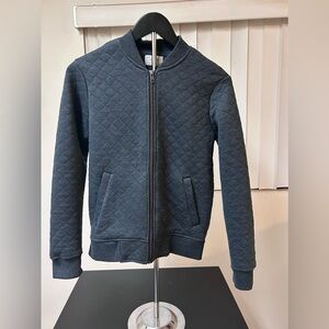 Marine Layer Jacket Mens Small Black Gray Quilted Bomber Zip Up Bowerman Corbet